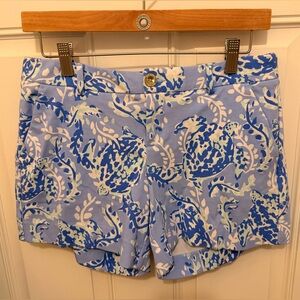 Lilly Pulitzer Callahan Knit Shorts in the Blue Peri Turtley